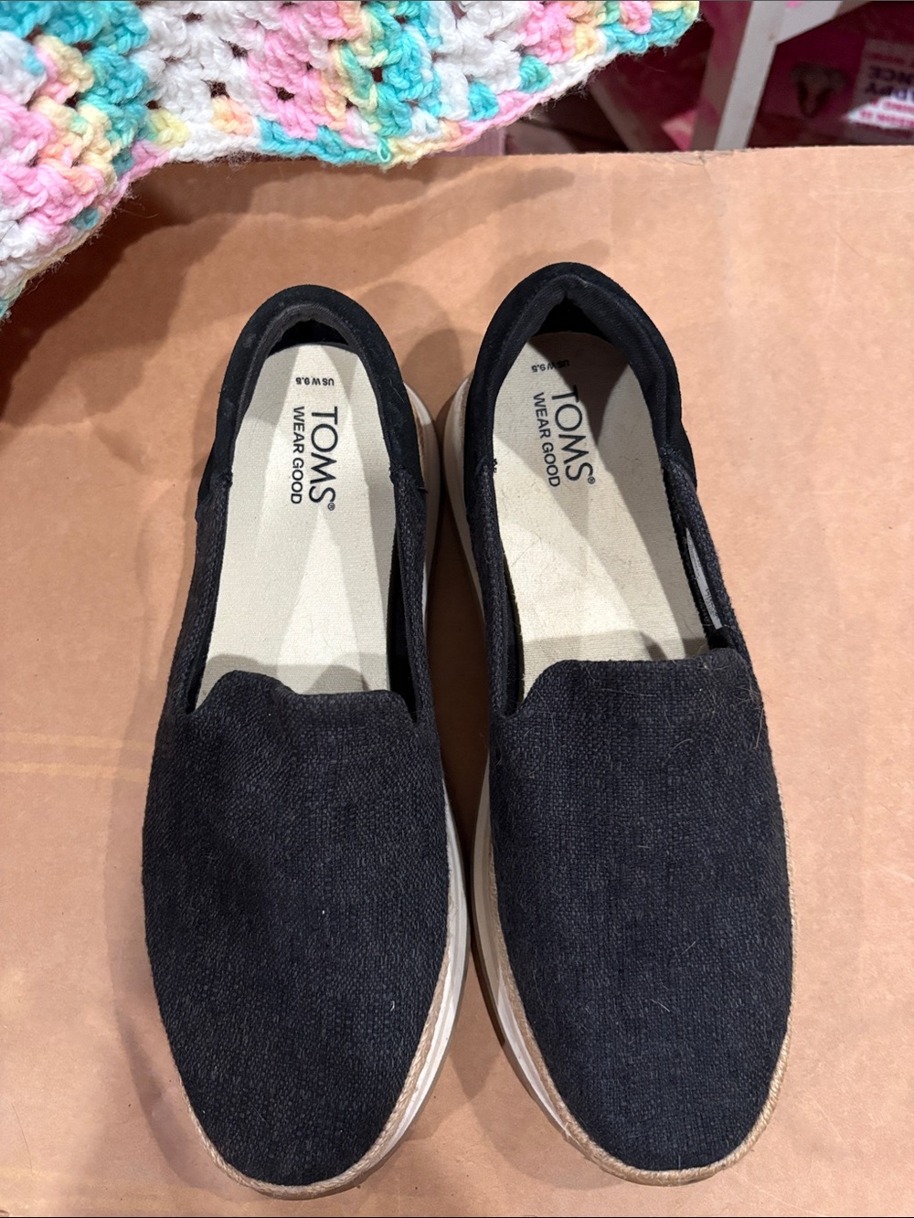 TOMS Black Canvas Slip-On Loafers